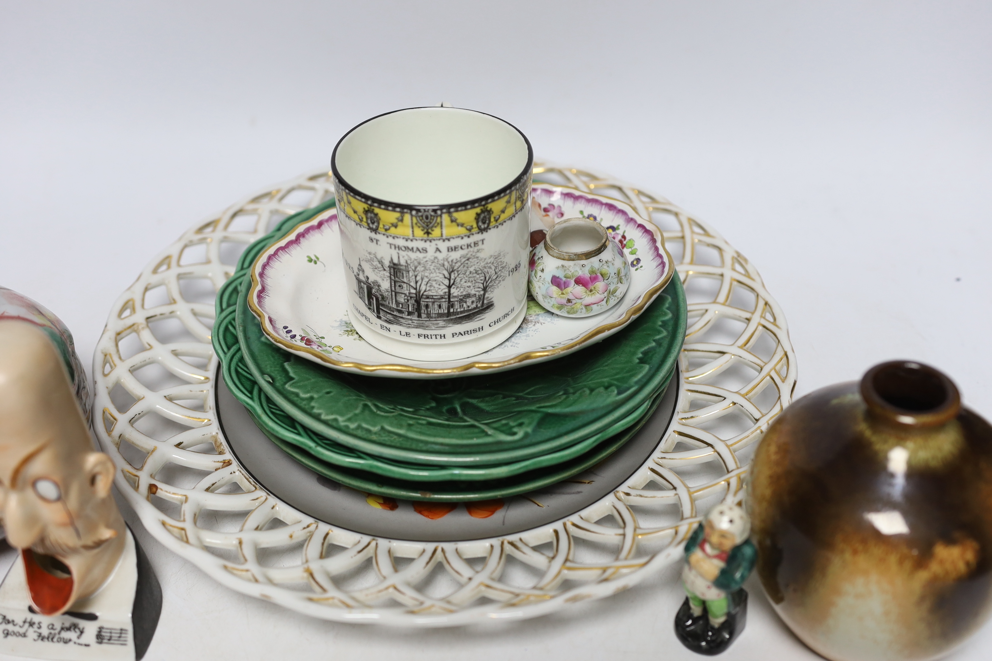 A Doulton replica Chang vase and mixed ornamental china, Doulton vase 13cm high